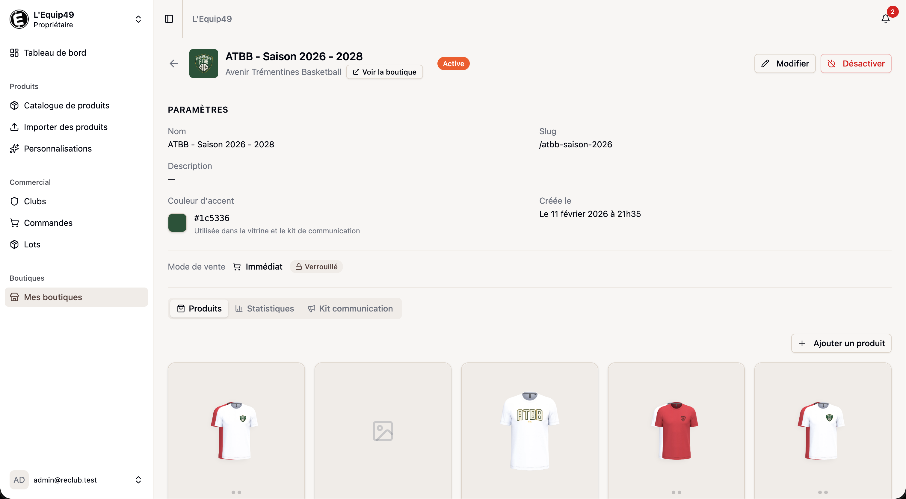 Dashboard Reclub