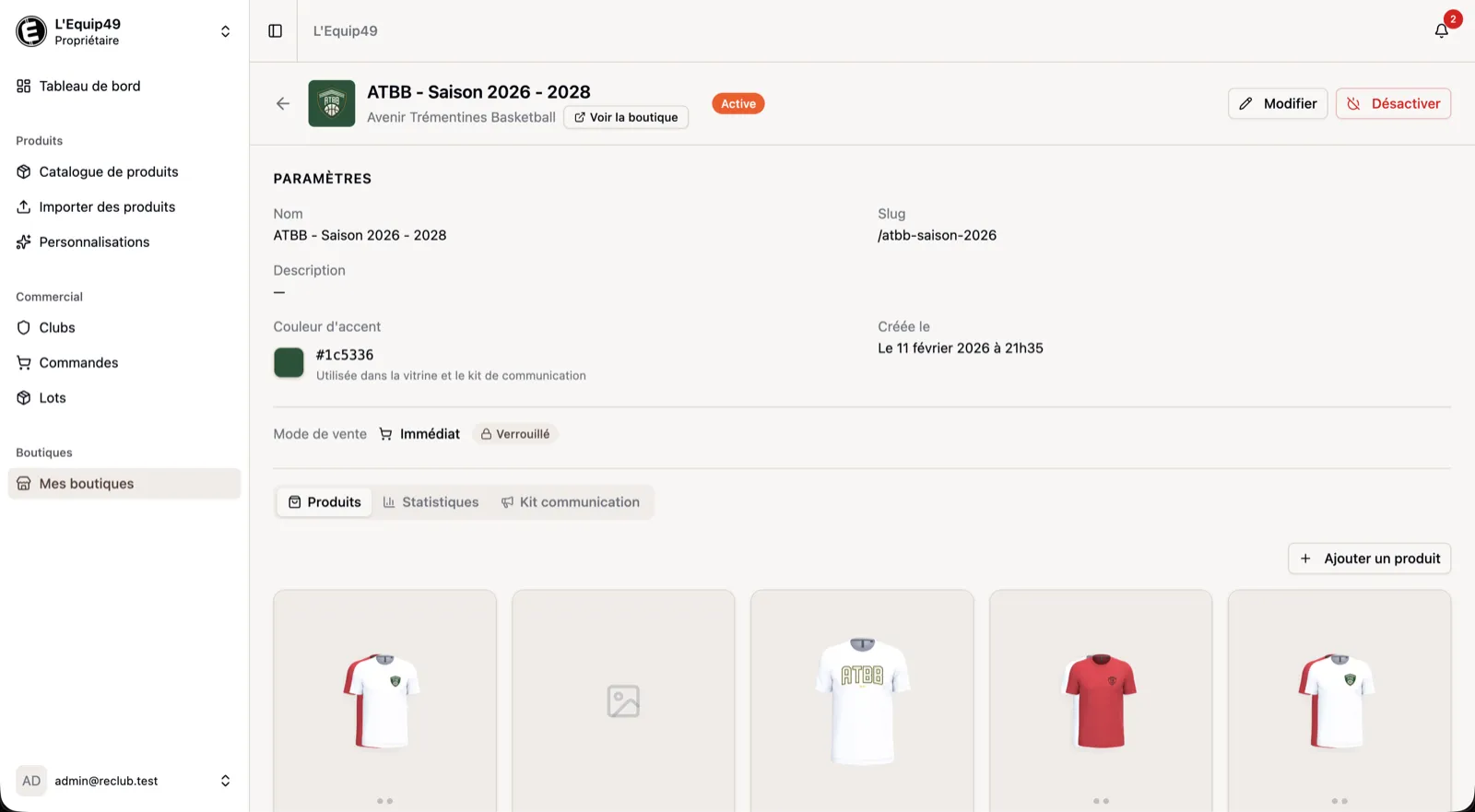 Dashboard Reclub